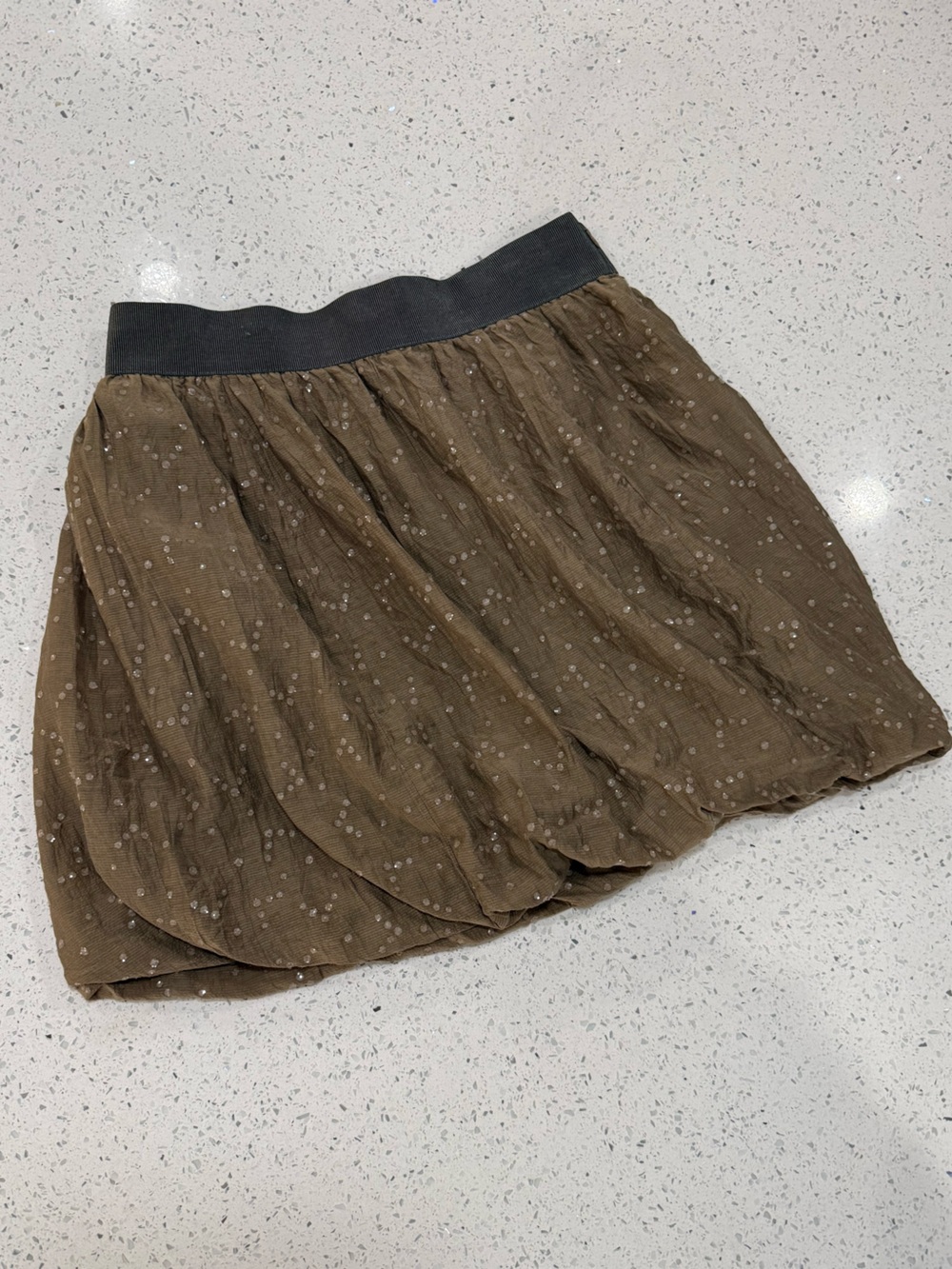 J. Crew Olive Brown Polka Dot Bubble Skirt size 6